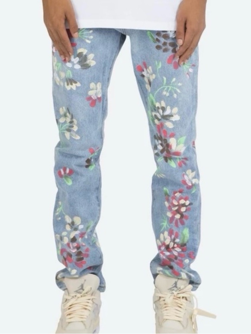mnml Men’s Painted Floral Button-Fly 5-Pocket Denim Jeans - Size 33